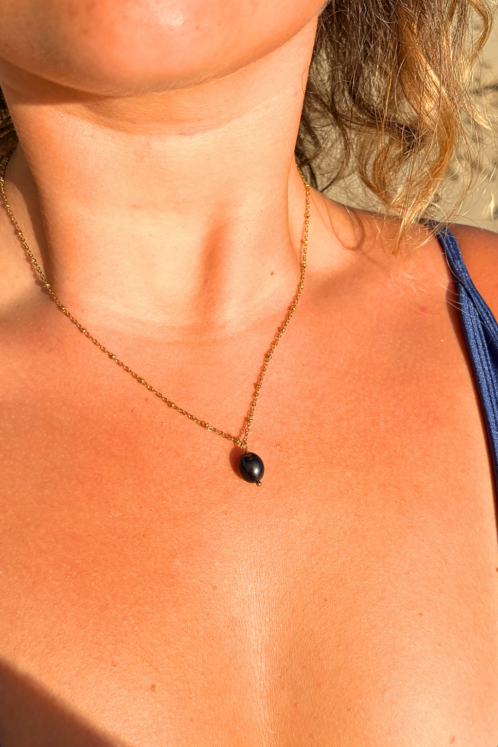 Collier Perle d'Eau Douce Noire (pendante)