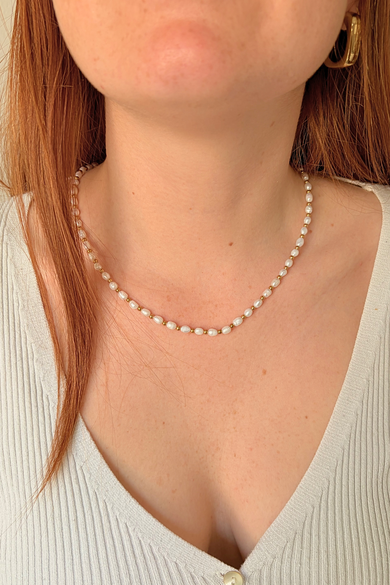 Collier Perles d'Eau Douce et Dorées Personnalisable