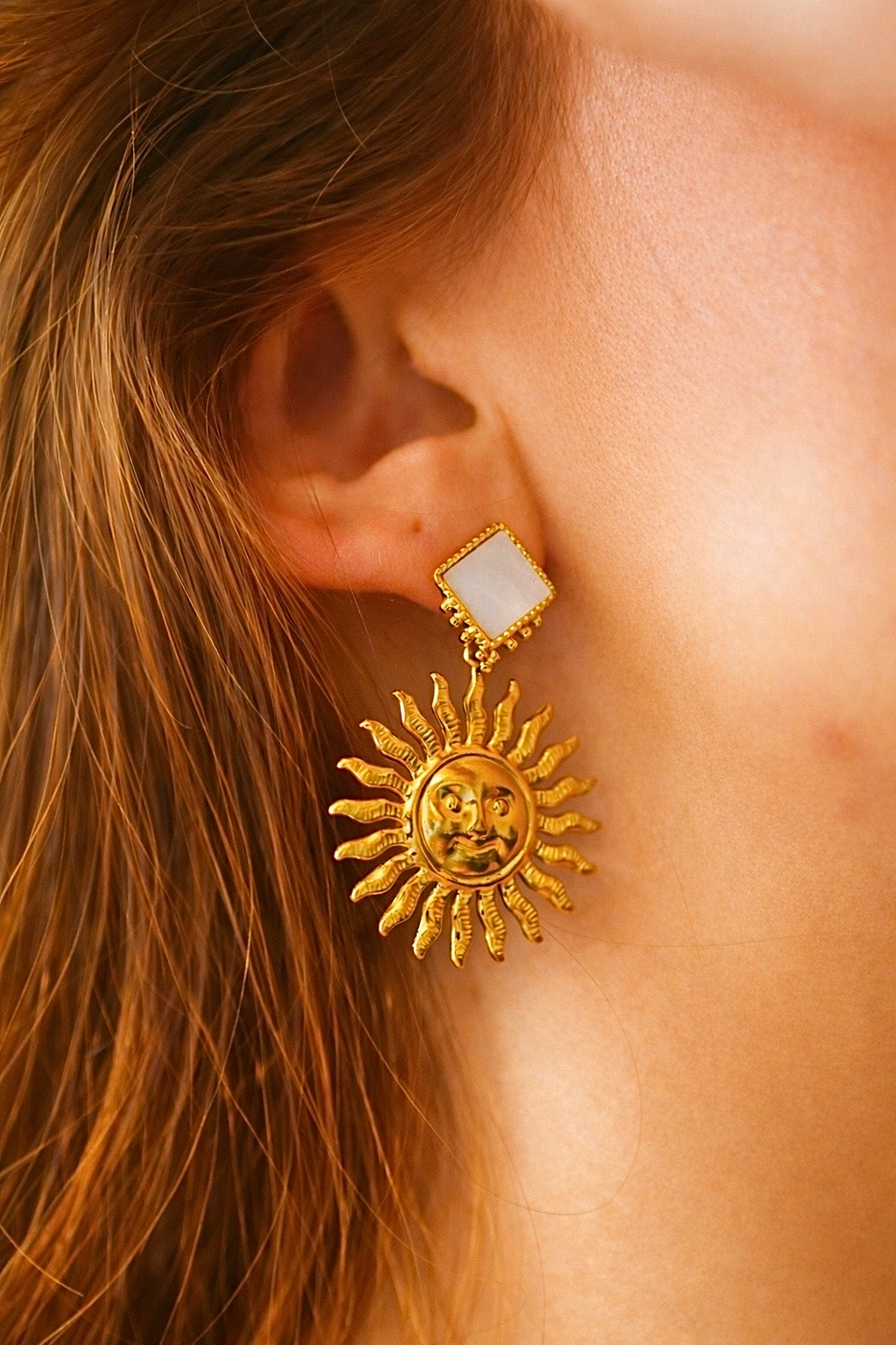 Boucles d'Oreilles Soleil et Nacre