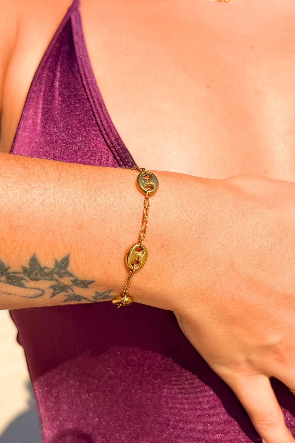 Bracelet Grain de Café Doré