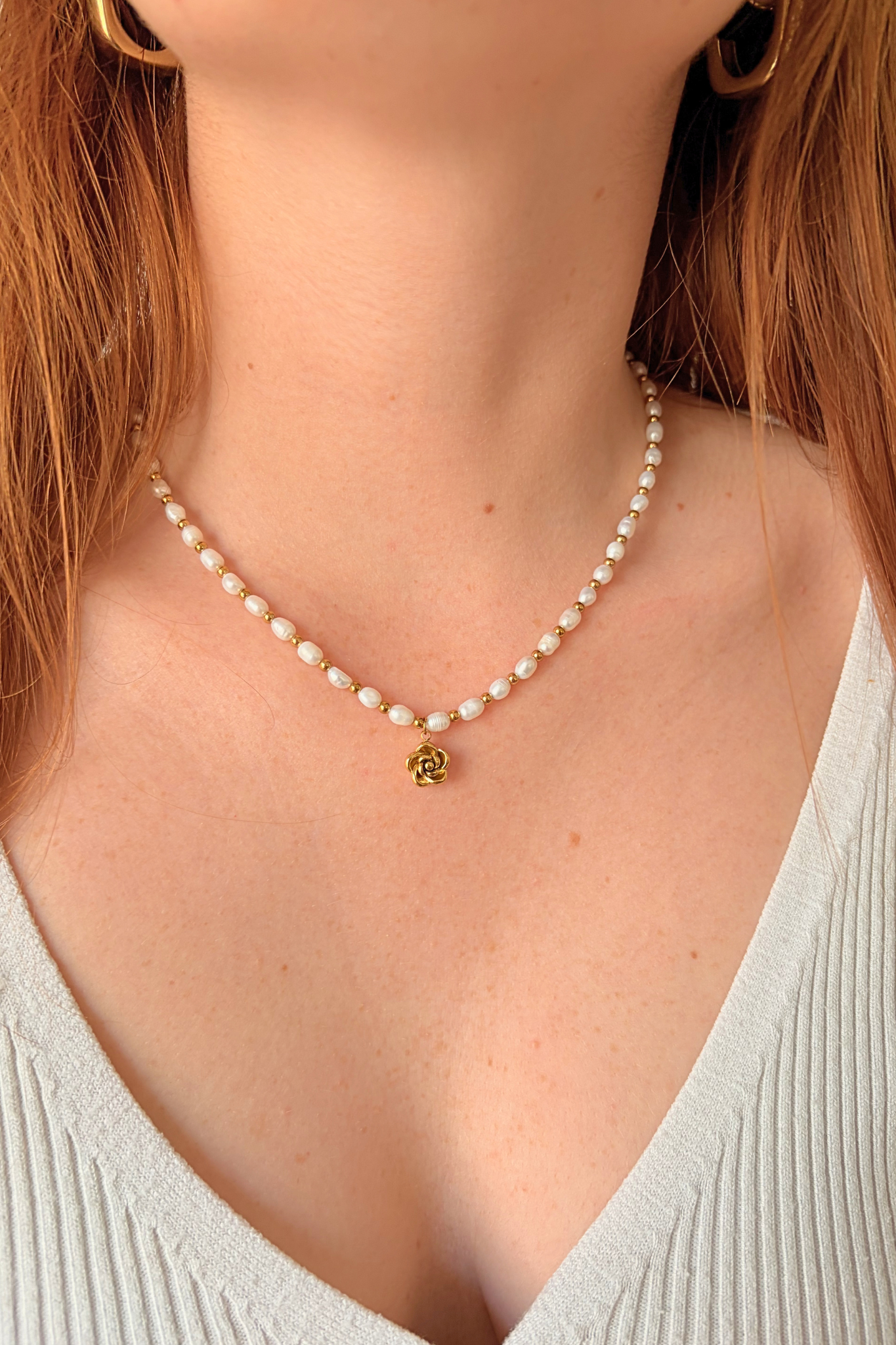 Collier Perles d'Eau Douce et Dorées Personnalisable