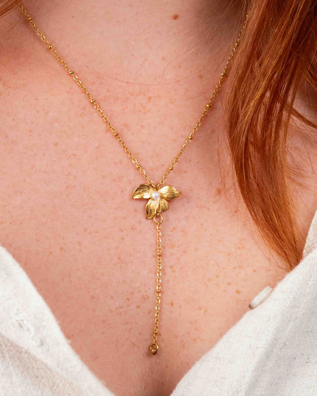 Collier Fleuri Doré