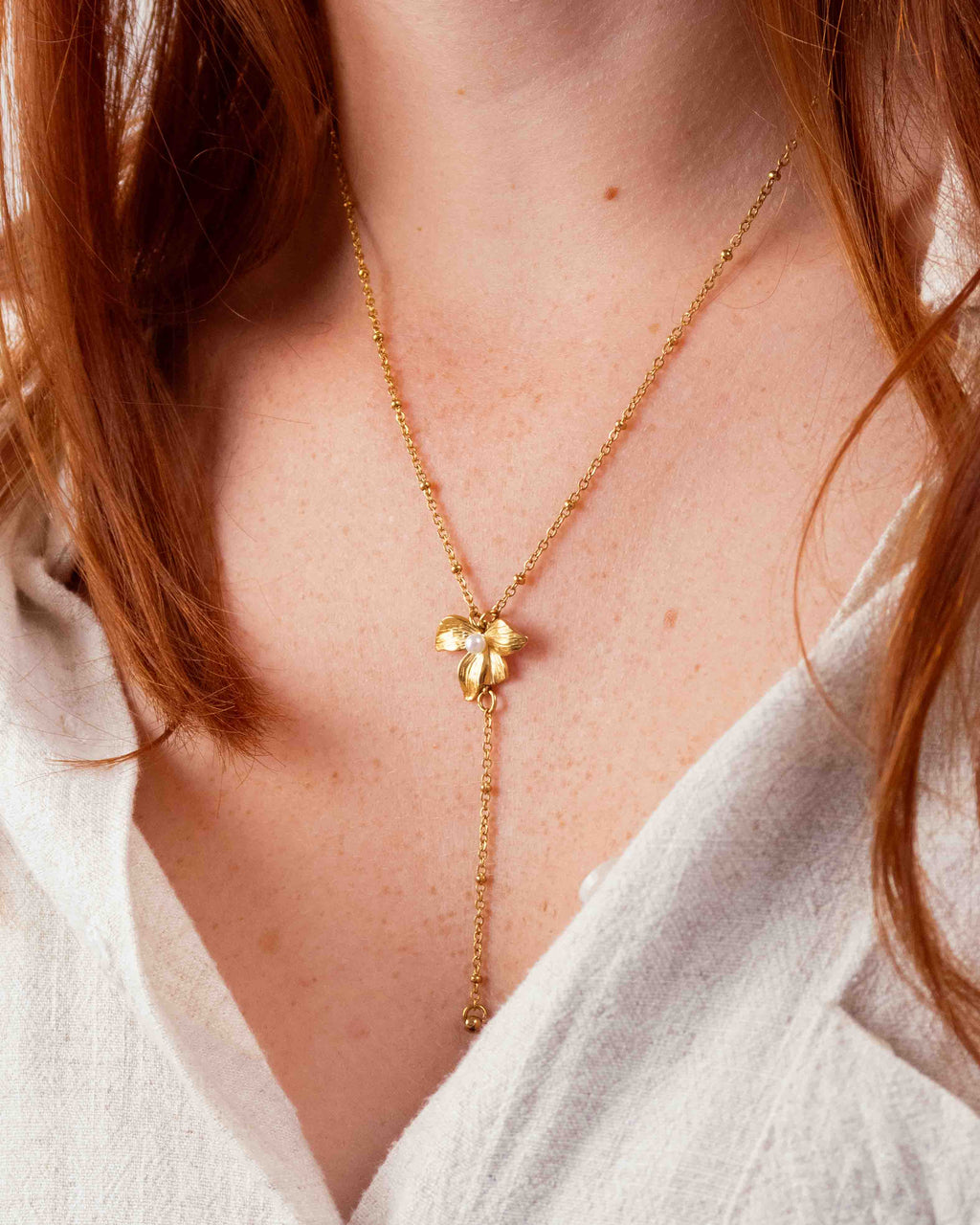 Collier Fleuri Doré