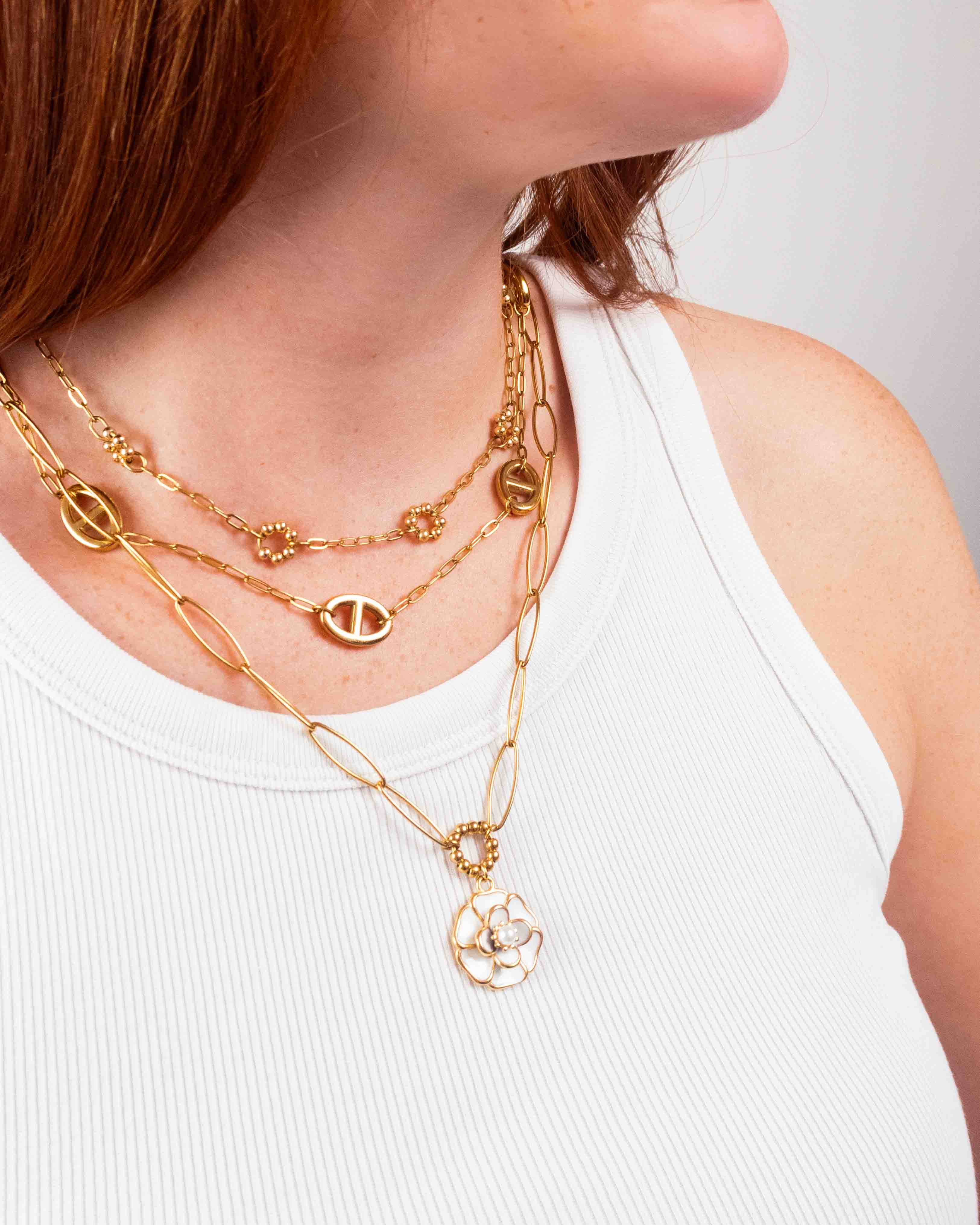 Collier Camélia Blanche