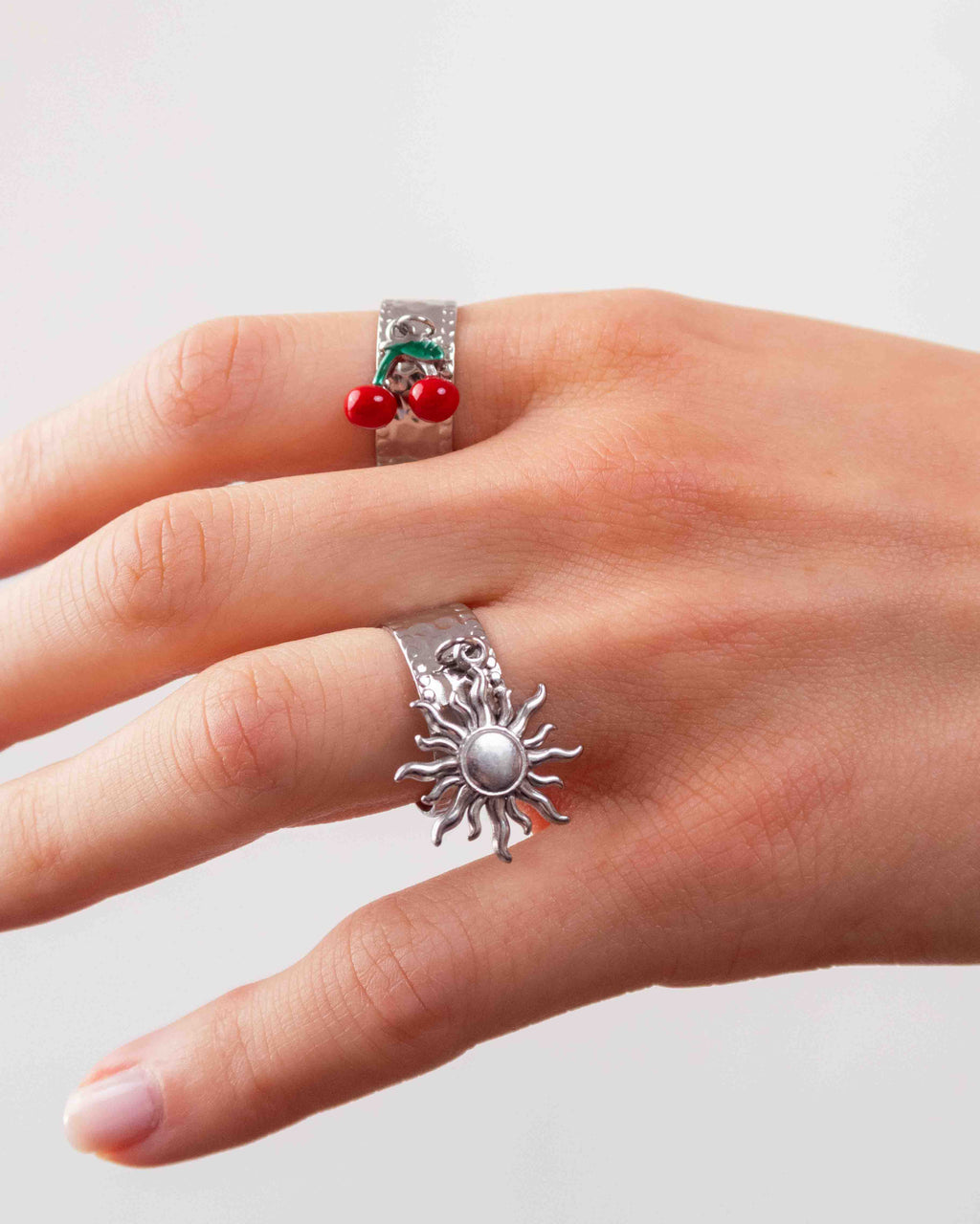 Bague Breloque Soleil Argentée