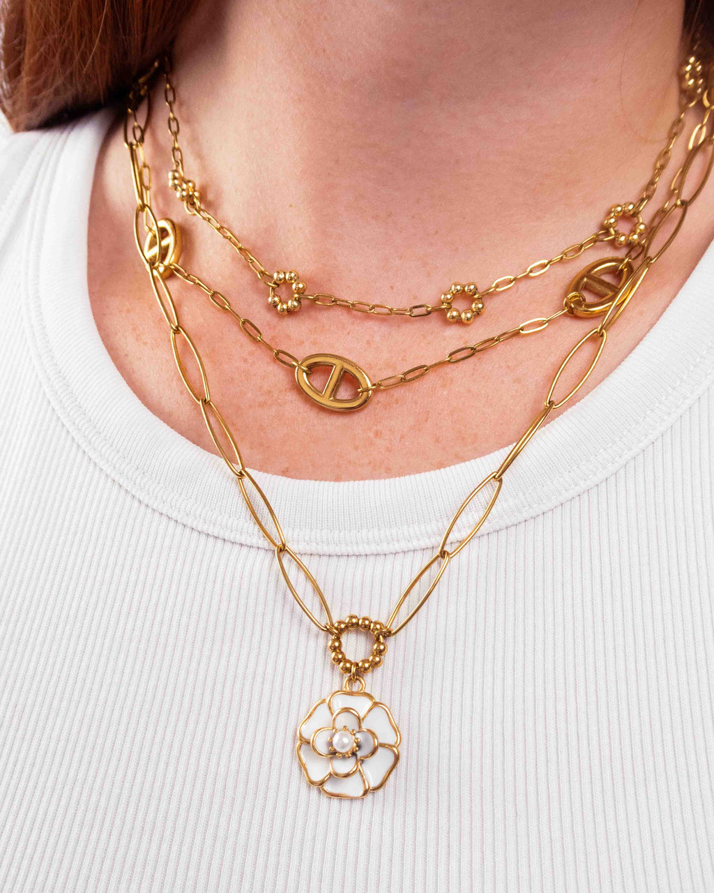 Collier Camélia Blanche