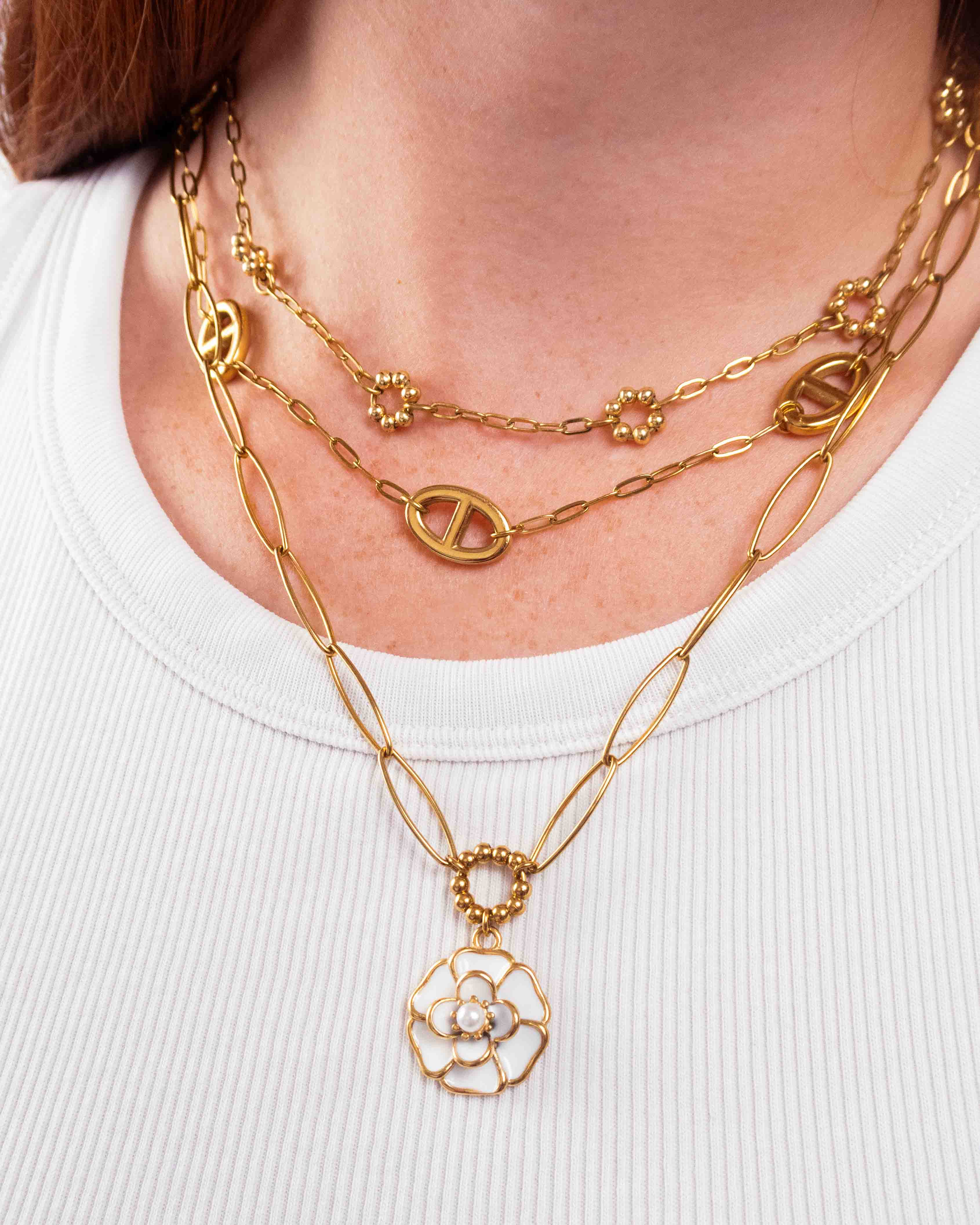 Collier Camélia Blanche