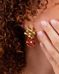 Boucles d'Oreilles Camélia Bordeaux