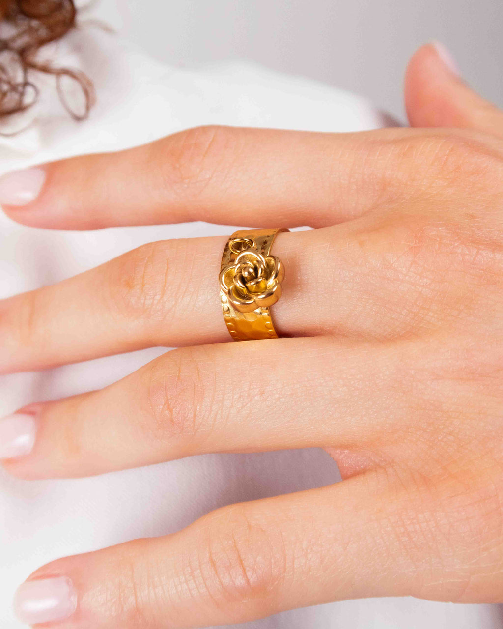 Bague Breloque Fleur Dorée