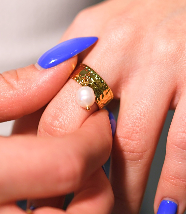 Bague Breloque Perle d'Eau Douce