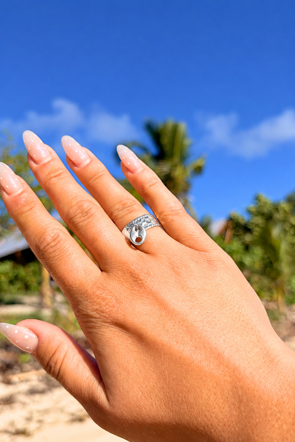 Bague Breloque Grain de Café Argentée