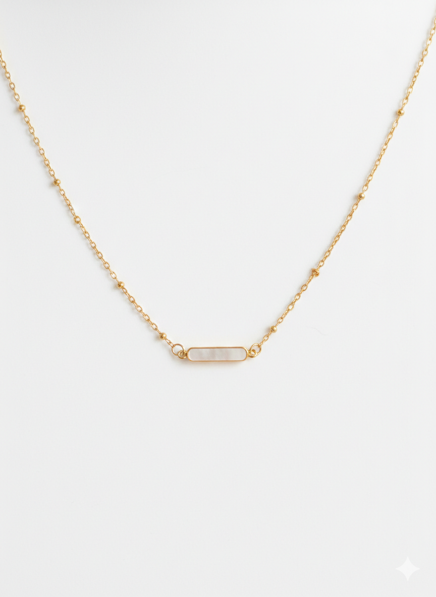 Collier Nacre Solitaire Rectangle