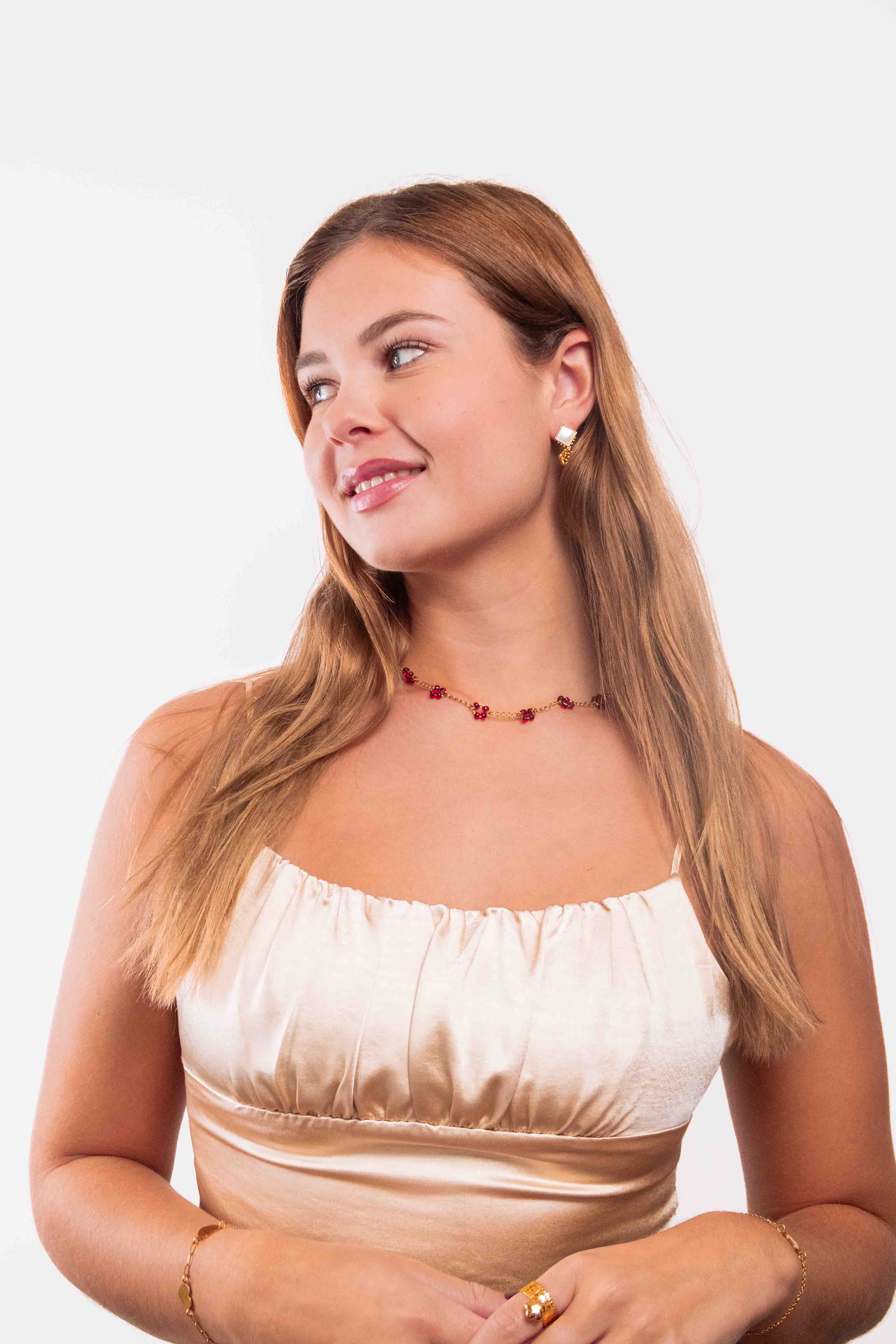 Collier Flora Doré Bordeaux