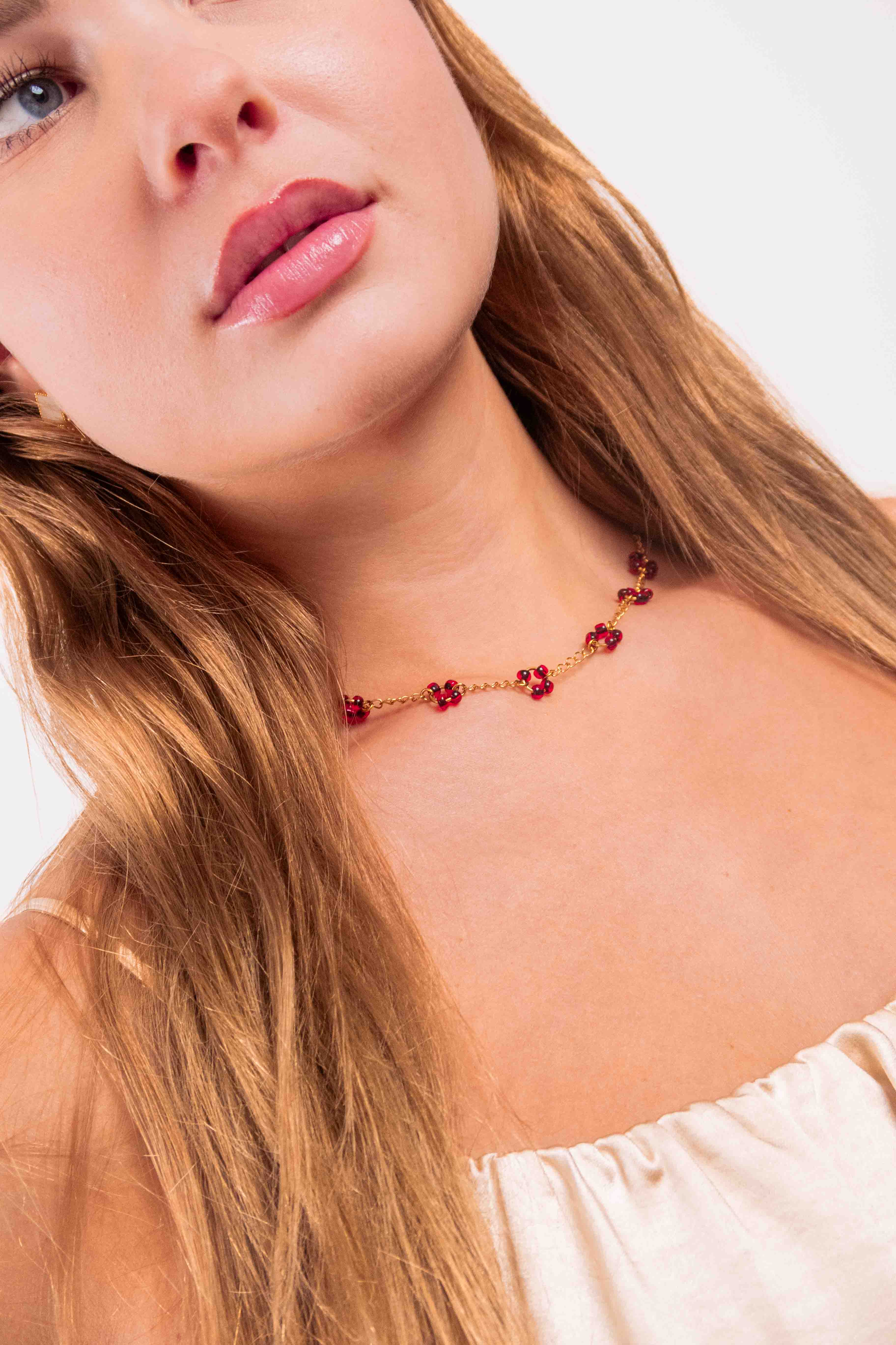 Collier Flora Doré Bordeaux