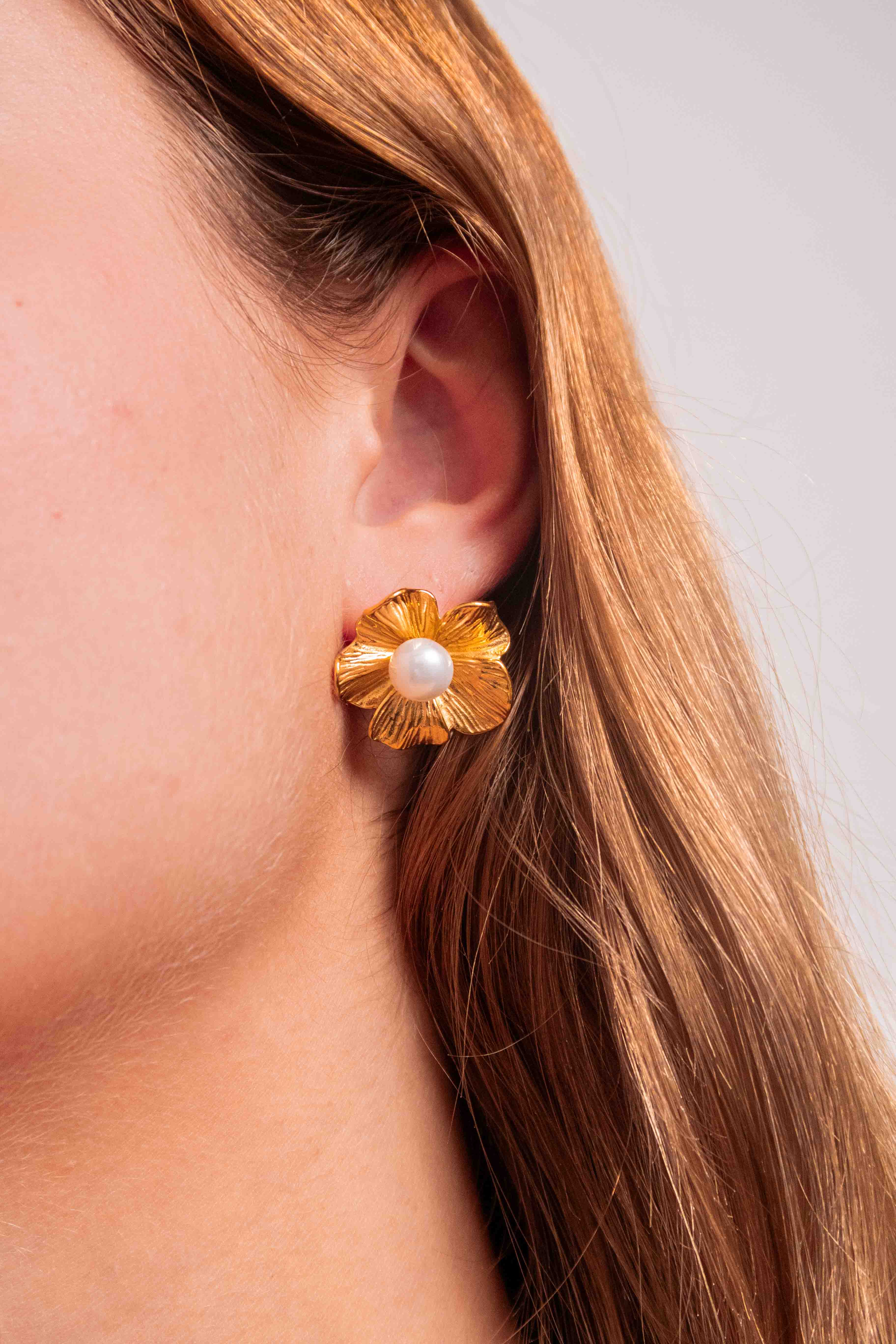 Boucles d'Oreilles Fleurs Dorées