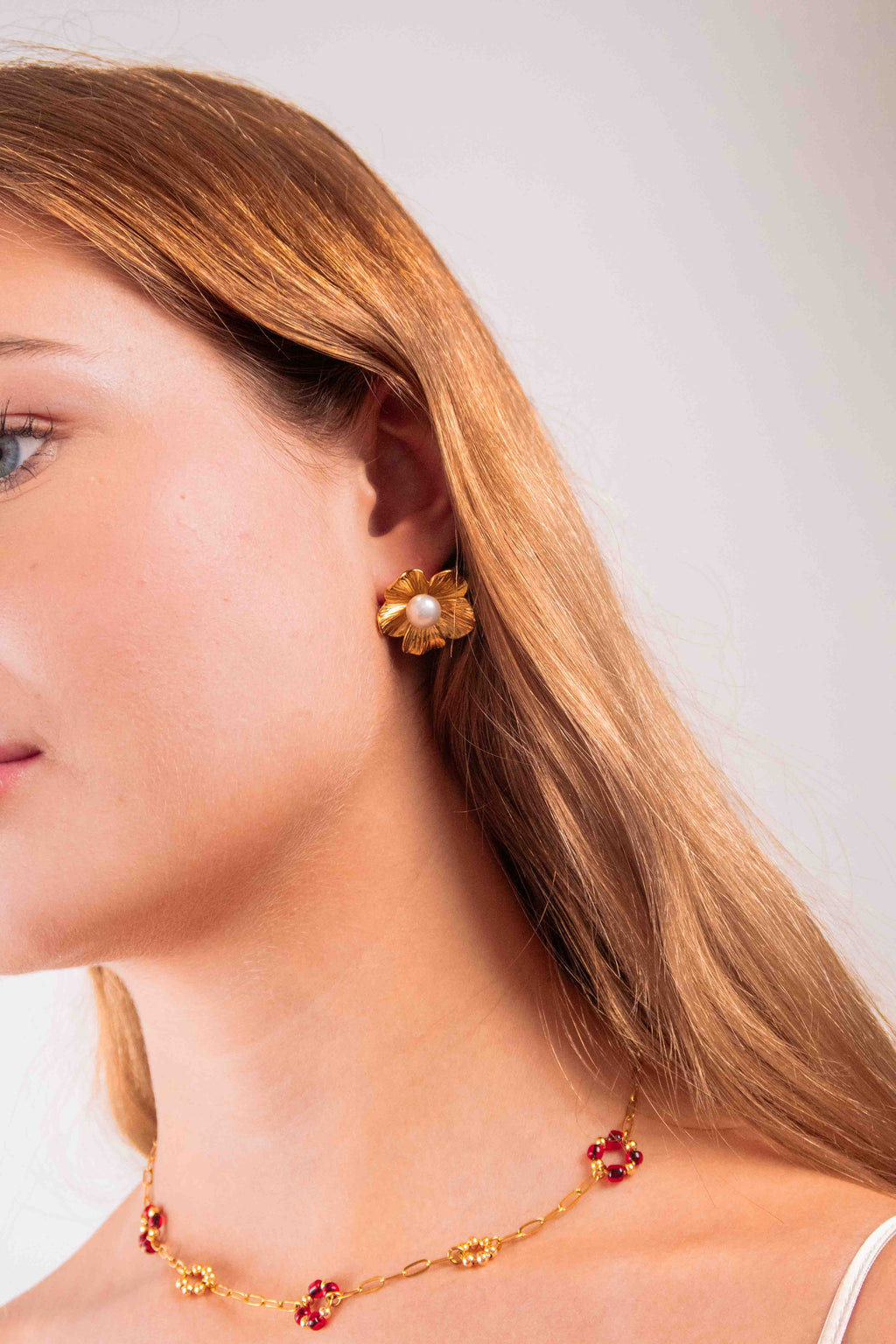 Boucles d'Oreilles Fleurs Dorées