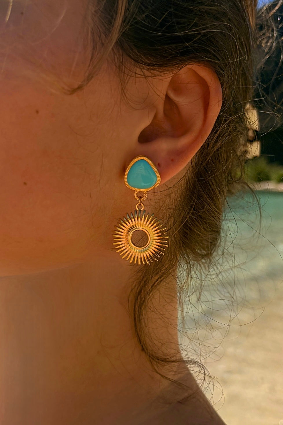 Boucles d'Oreilles Gaïa Bleues