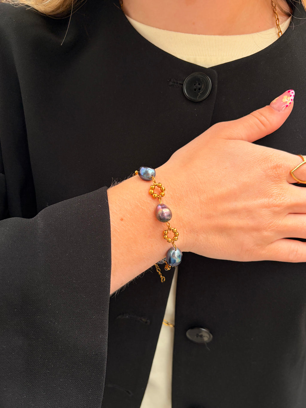 Bracelet Shella Perles d'Eau Douce Noires
