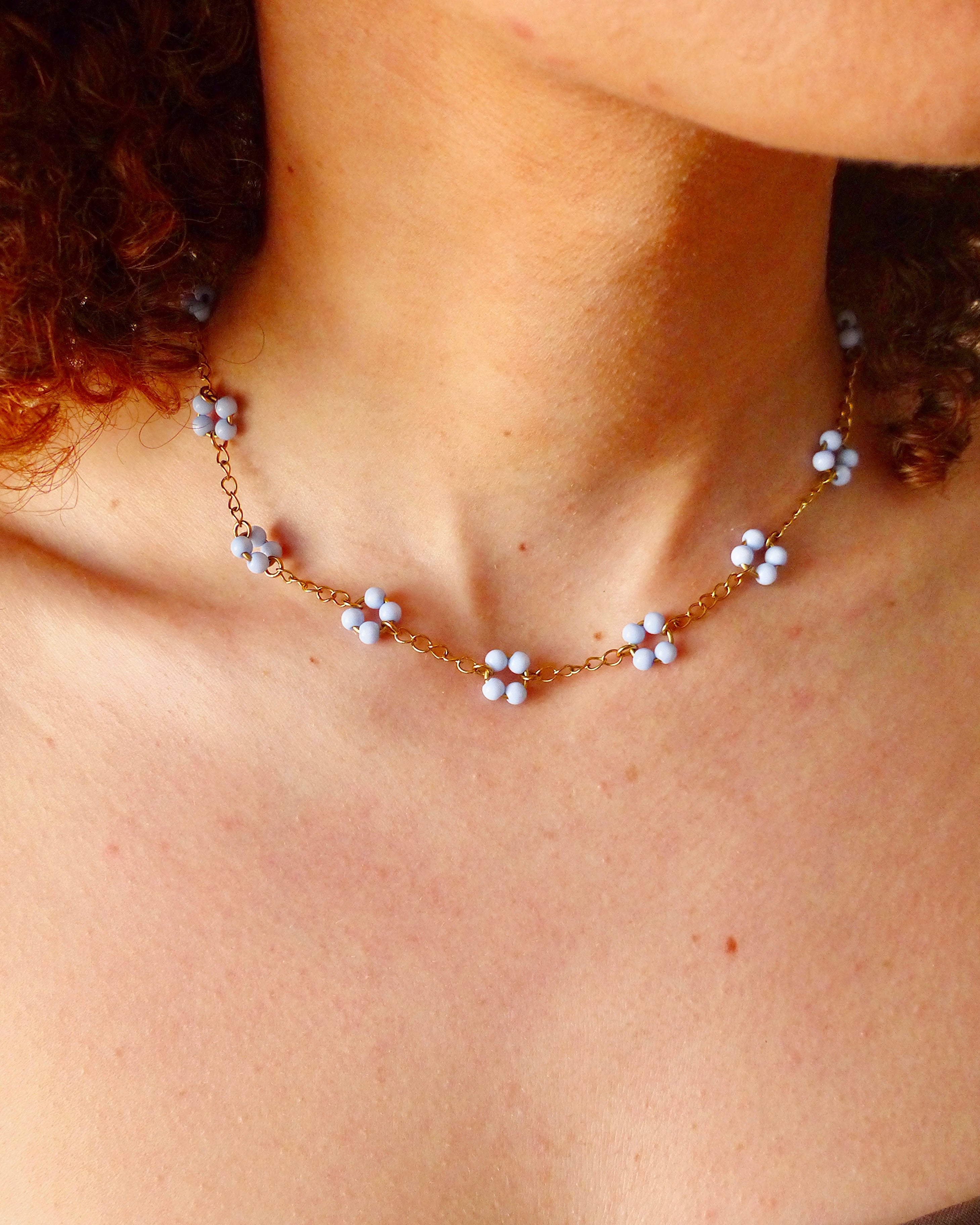 Collier Flora Doré Bleu